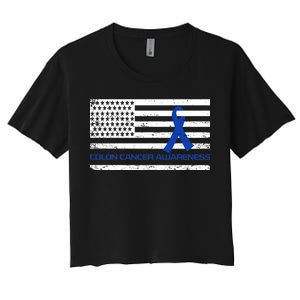 Colon Cancer Awareness Flag Women's Crop Top Tee