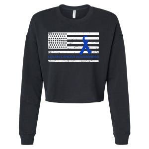 Colon Cancer Awareness Flag Cropped Pullover Crew