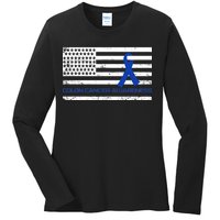 Colon Cancer Awareness Flag Ladies Long Sleeve Shirt