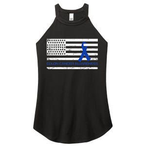 Colon Cancer Awareness Flag Women's Perfect Tri Rocker Tank