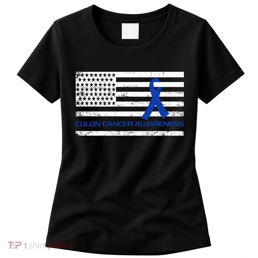 Colon Cancer Awareness Flag Womens T-Shirt