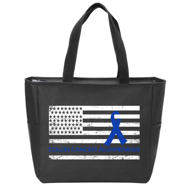 Colon Cancer Awareness Flag Zip Tote Bag
