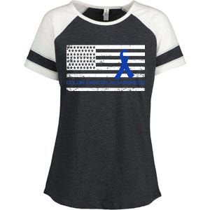 Colon Cancer Awareness Flag Enza Ladies Jersey Colorblock Tee