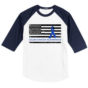 Colon Cancer Awareness Flag Baseball Sleeve Shirt