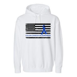 Colon Cancer Awareness Flag Garment-Dyed Fleece Hoodie