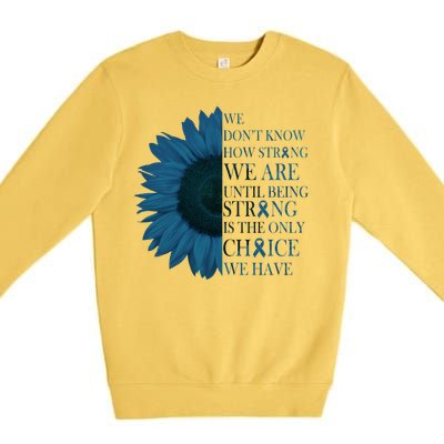 Colon Cancer Awareness Sunflower Premium Crewneck Sweatshirt