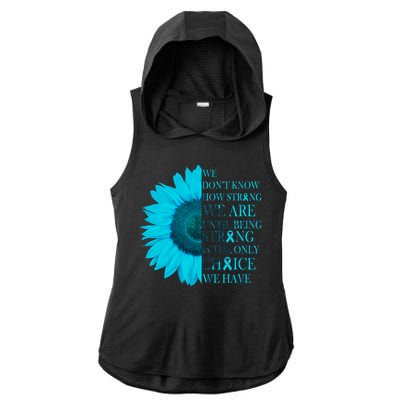 Colon Cancer Awareness Sunflower Ladies PosiCharge Tri-Blend Wicking Draft Hoodie Tank