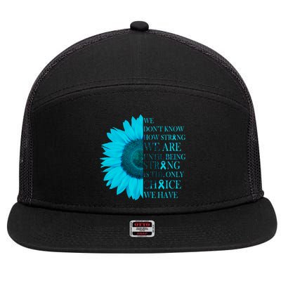 Colon Cancer Awareness Sunflower 7 Panel Mesh Trucker Snapback Hat