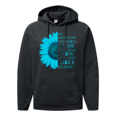 Colon Cancer Awareness Sunflower Performance Fleece Hoodie