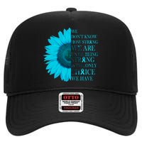 Colon Cancer Awareness Sunflower High Crown Mesh Back Trucker Hat