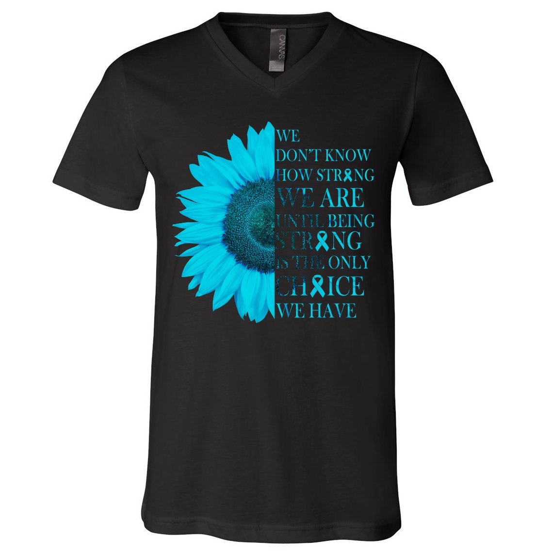 Colon Cancer Awareness Sunflower V-Neck T-Shirt