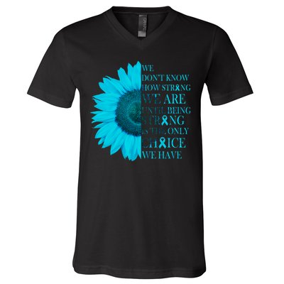 Colon Cancer Awareness Sunflower V-Neck T-Shirt