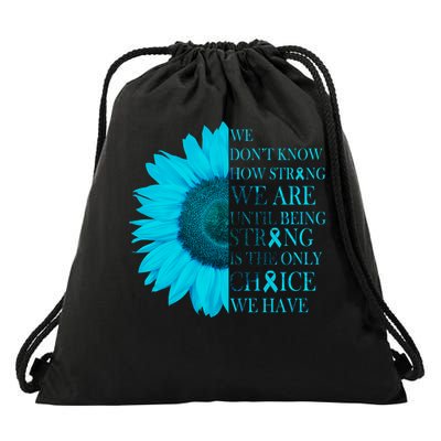 Colon Cancer Awareness Sunflower Drawstring Bag