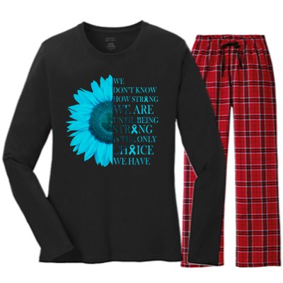 Colon Cancer Awareness Sunflower Women's Long Sleeve Flannel Pajama Set 