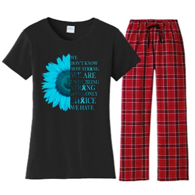 Colon Cancer Awareness Sunflower Women's Flannel Pajama Set