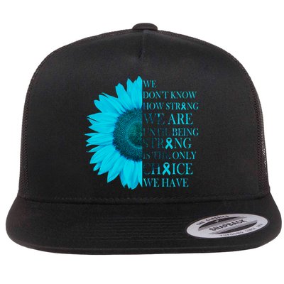 Colon Cancer Awareness Sunflower Flat Bill Trucker Hat