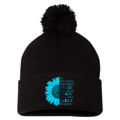 Colon Cancer Awareness Sunflower Pom Pom 12in Knit Beanie