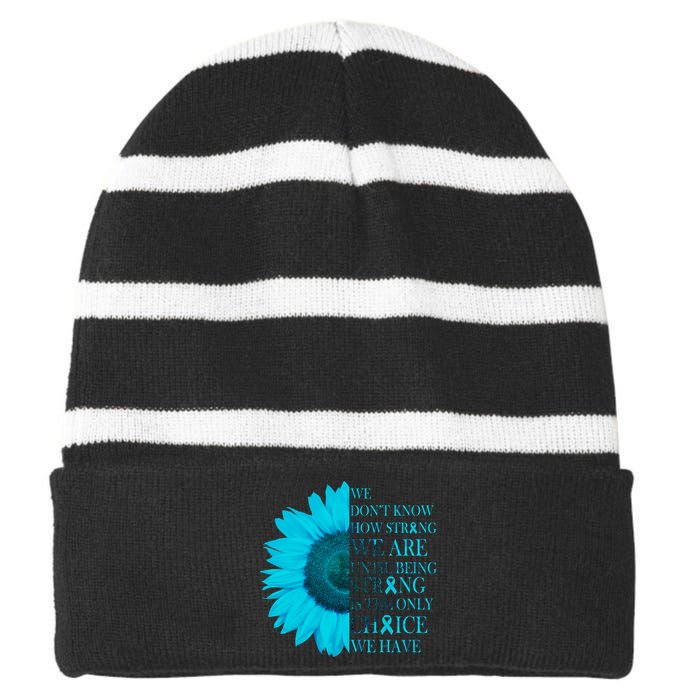 Colon Cancer Awareness Sunflower Striped Beanie with Solid Band