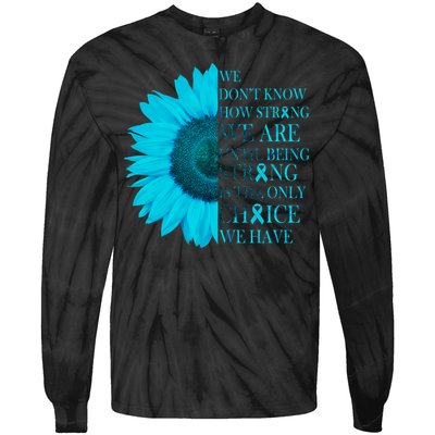 Colon Cancer Awareness Sunflower Tie-Dye Long Sleeve Shirt