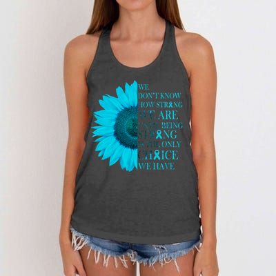 Colon Cancer Awareness Sunflower Women's Knotted Racerback Tank