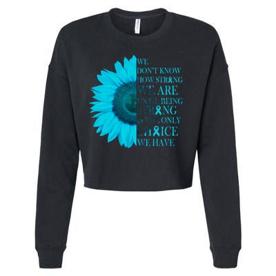 Colon Cancer Awareness Sunflower Cropped Pullover Crew