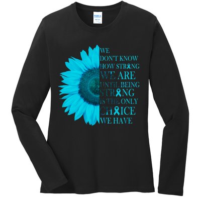 Colon Cancer Awareness Sunflower Ladies Long Sleeve Shirt