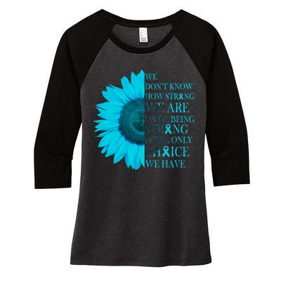 Colon Cancer Awareness Sunflower Women's Tri-Blend 3/4-Sleeve Raglan Shirt