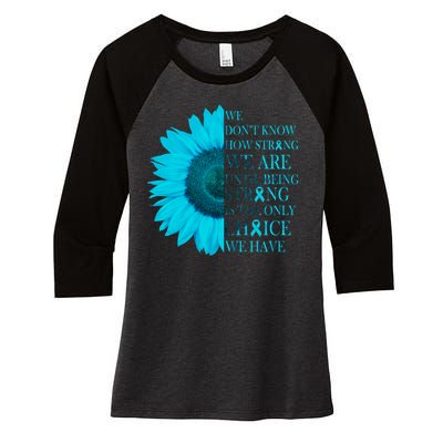 Colon Cancer Awareness Sunflower Women's Tri-Blend 3/4-Sleeve Raglan Shirt