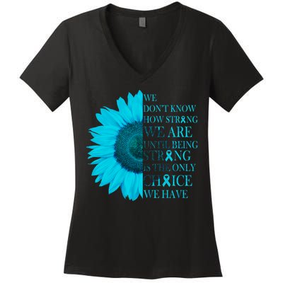 Colon Cancer Awareness Sunflower Women's V-Neck T-Shirt