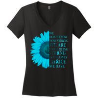 Colon Cancer Awareness Sunflower Women's V-Neck T-Shirt