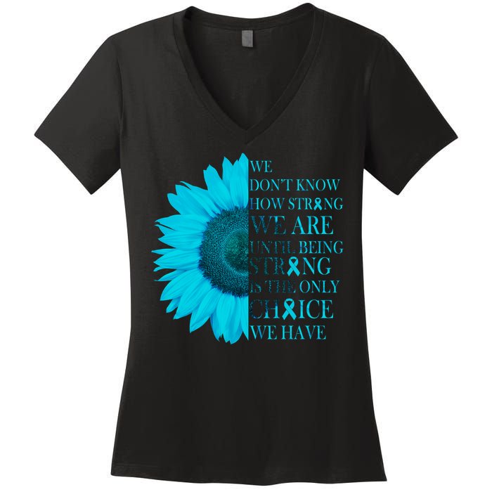 Colon Cancer Awareness Sunflower Women's V-Neck T-Shirt