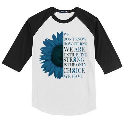 Colon Cancer Awareness Sunflower Kids Colorblock Raglan Jersey