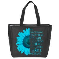 Colon Cancer Awareness Sunflower Zip Tote Bag