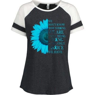 Colon Cancer Awareness Sunflower Enza Ladies Jersey Colorblock Tee