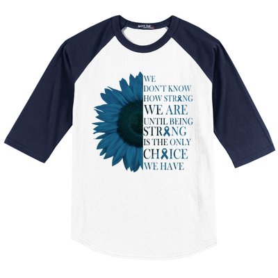 Colon Cancer Awareness Sunflower Baseball Sleeve Shirt