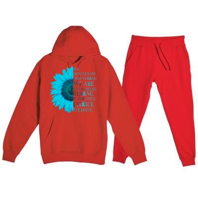 Colon Cancer Awareness Sunflower Premium Hooded Sweatsuit Set