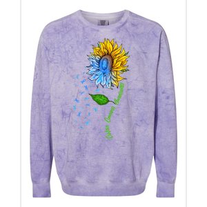 Colon Cancer Awareness Sunflower Support Colorblast Crewneck Sweatshirt