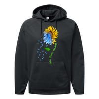 Colon Cancer Awareness Sunflower Support Performance Fleece Hoodie