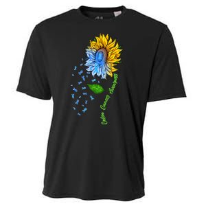 Colon Cancer Awareness Sunflower Support Cooling Performance Crew T-Shirt