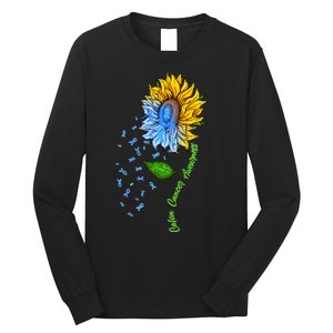 Colon Cancer Awareness Sunflower Support Long Sleeve Shirt