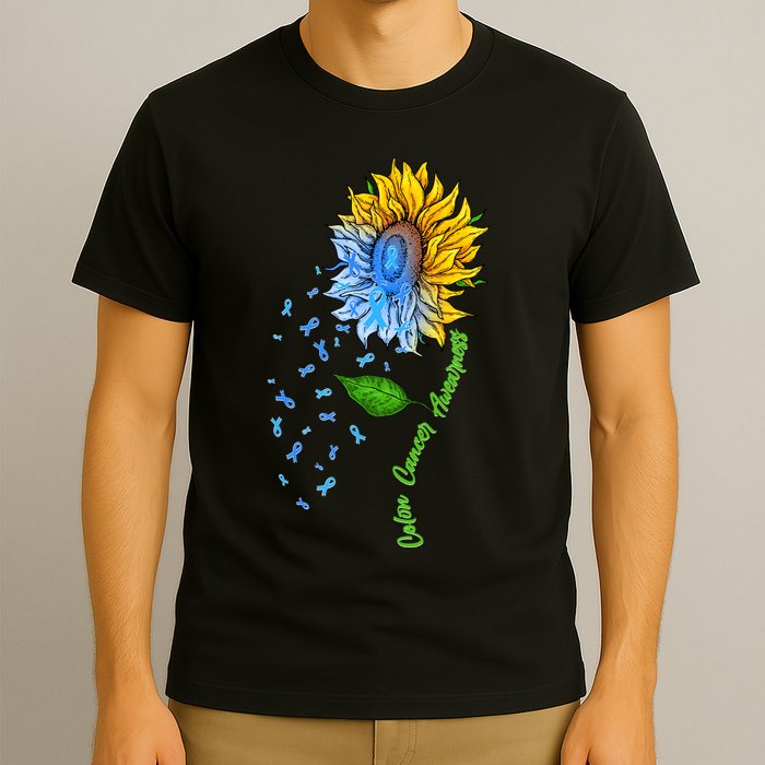 Colon Cancer Awareness Sunflower Support T-Shirt