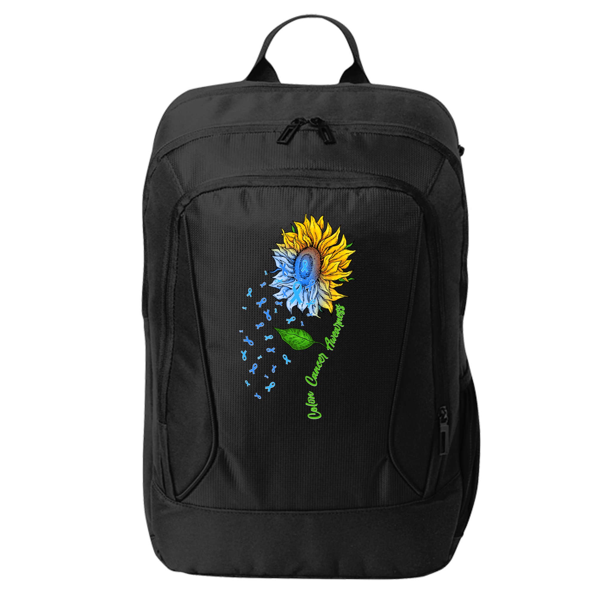 Colon Cancer Awareness Sunflower Support City Backpack
