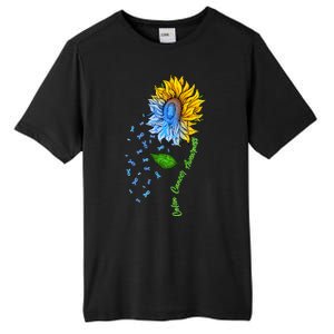 Colon Cancer Awareness Sunflower Support Tall Fusion ChromaSoft Performance T-Shirt