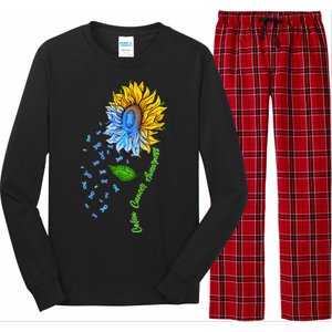 Colon Cancer Awareness Sunflower Support Long Sleeve Pajama Set