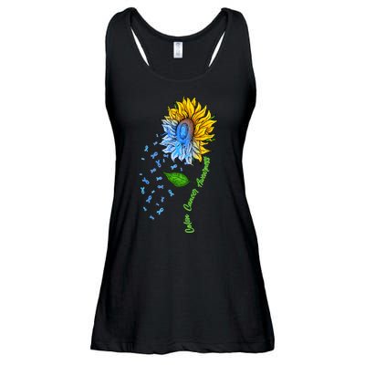 Colon Cancer Awareness Sunflower Support Ladies Essential Flowy Tank