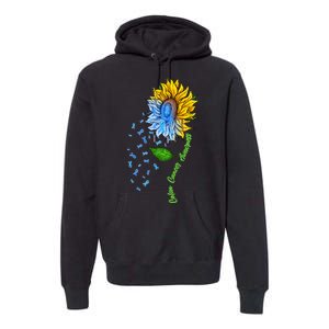 Colon Cancer Awareness Sunflower Support Premium Hoodie