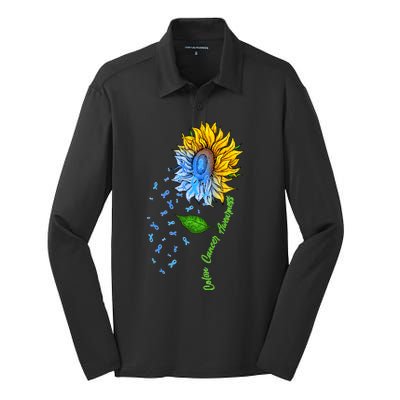 Colon Cancer Awareness Sunflower Support Silk Touch Performance Long Sleeve Polo