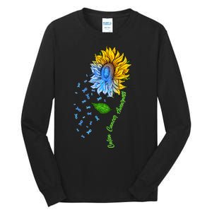 Colon Cancer Awareness Sunflower Support Tall Long Sleeve T-Shirt