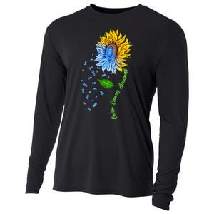 Colon Cancer Awareness Sunflower Support Cooling Performance Long Sleeve Crew