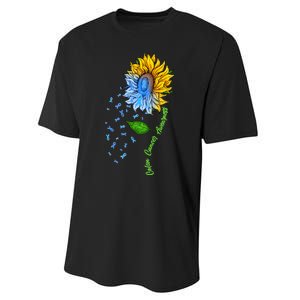 Colon Cancer Awareness Sunflower Support Performance Sprint T-Shirt